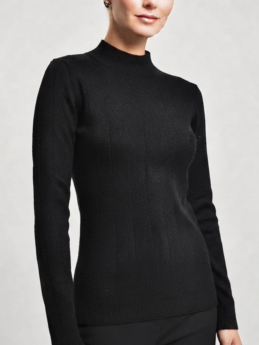 Belldini Dark Charcoal Ribbed Mock Neck Long Sleeve Sweater Top Size M